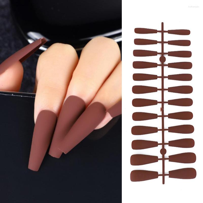 

False Nails 24pcs Women Fashion Ballerina Full Cover Artificial Nail Tips Wearable Matte Coffin Fake, 19