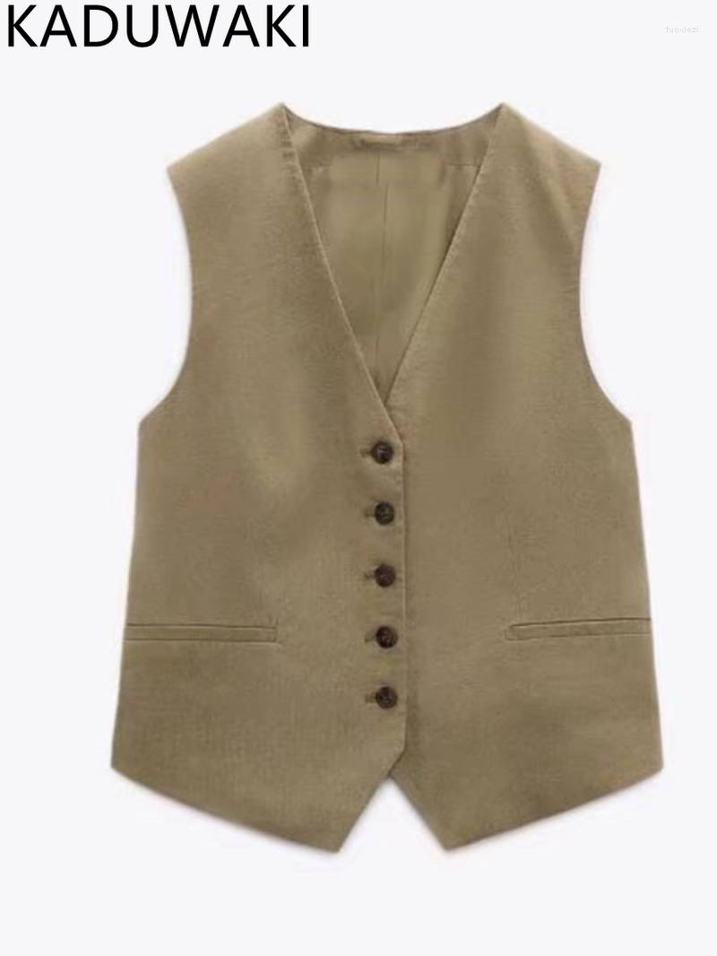 

Women's Vests Vintage V Neck Casual Vest For Women Simple Autumn 2022 Sleeveless Loose Streetwear Waistcoat French Style Chic Jacket Tops, Beige