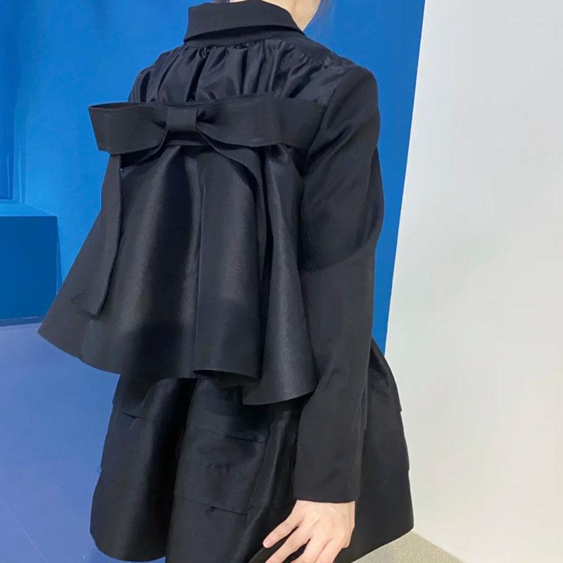 

Work Dresses Tide Brand Runway Mesh Stitching High Quality Black Jacket Short Back Strap Bow Top Luxury A-Line Skirts Set Buy Separately, Skirt