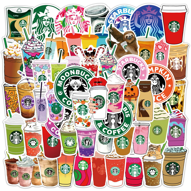

50 Pieces Coffee Stickers Vinyl Coffee Water Bottle Sticker Pack for Gifts Favors Accessorise, Multi colors