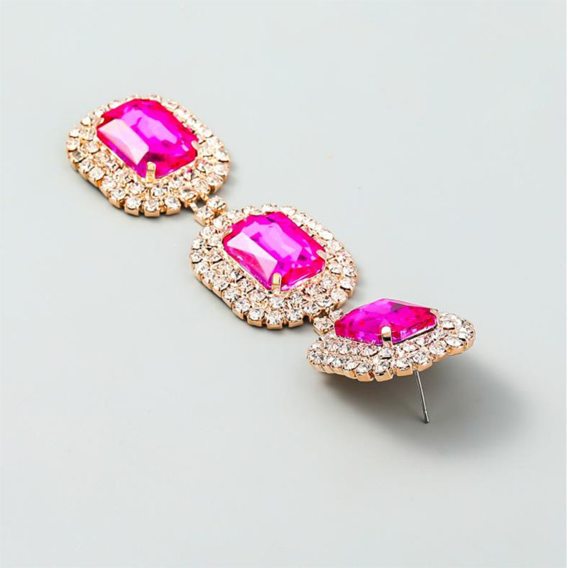 

2022 New Niche Design Chandelier Super Claw Chain Series Of Alloy Diamond-encrusted Multi-layer Square Earrings Female European And N Earrings