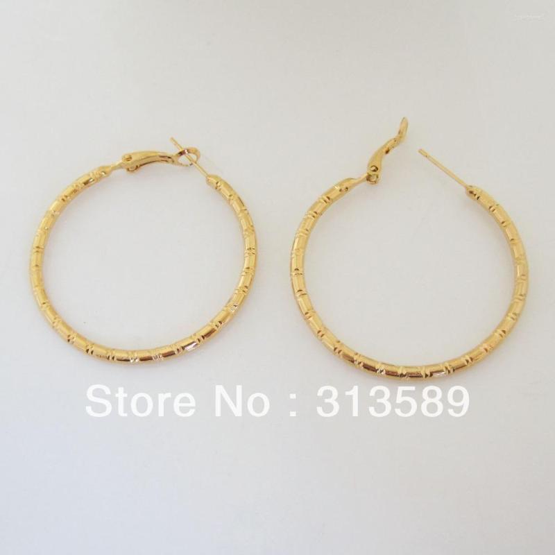 

Hoop Earrings 4.3G - YELLOW GOLD PLATED FILLED BRASS ROUND TALL 1.57" EARRING//