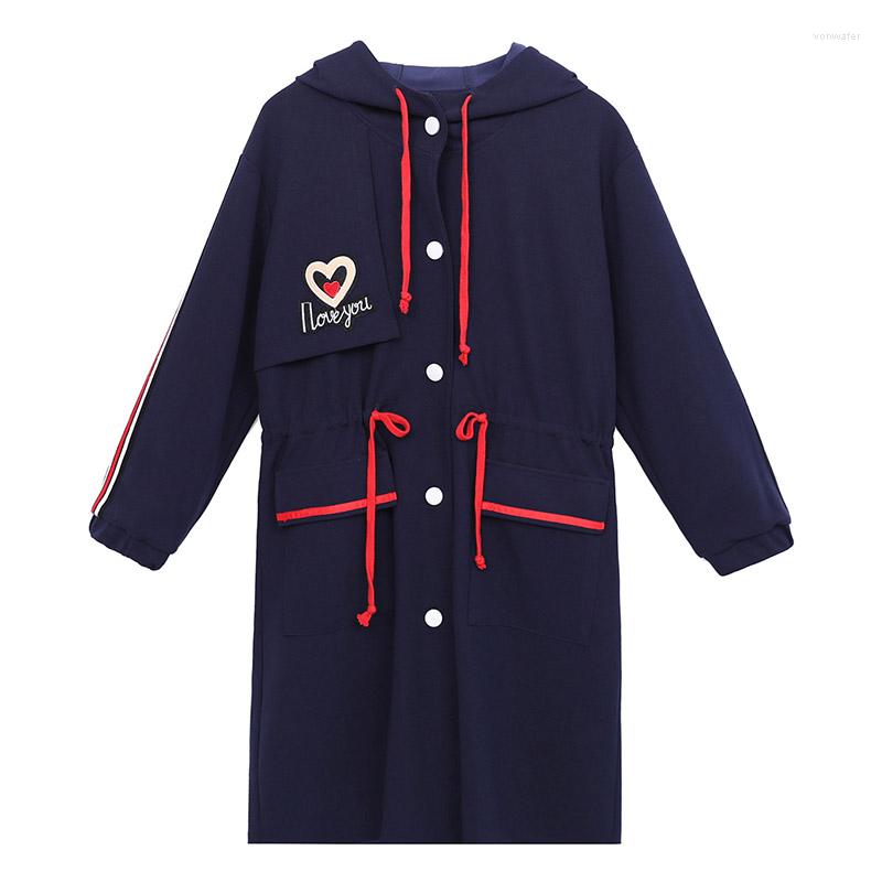 

Women's Trench Coats 2022 Women's Designer Windbreaker Jacket Spring Large Size Fashion Jackets Korean Version Long Casual Ladies, Navy blue