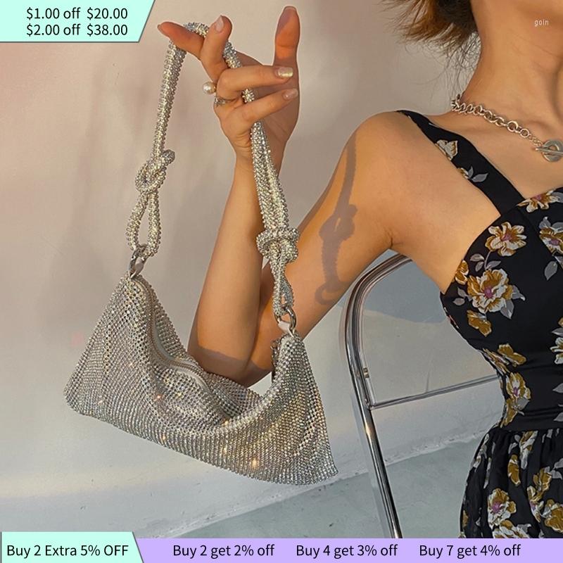 

Totes Handle Rhinestones Evening Clutch Bag Silver Shiny Crystal Dinner Party Wedding Purses And Handbag Luxury Designer Shoulder Bags, Black