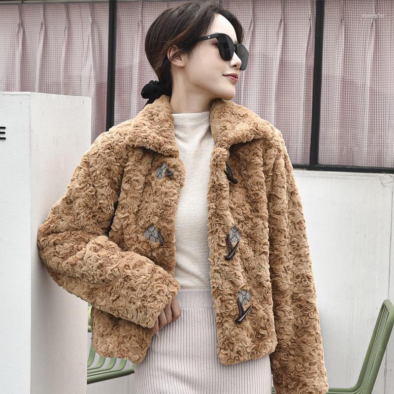 

Women' Fur Autumn Winter Faux Coat Women 2022 Khaki Casual Warm Soft Artificial Jackets Plush Overcoat Coats Female Jacket E688, White