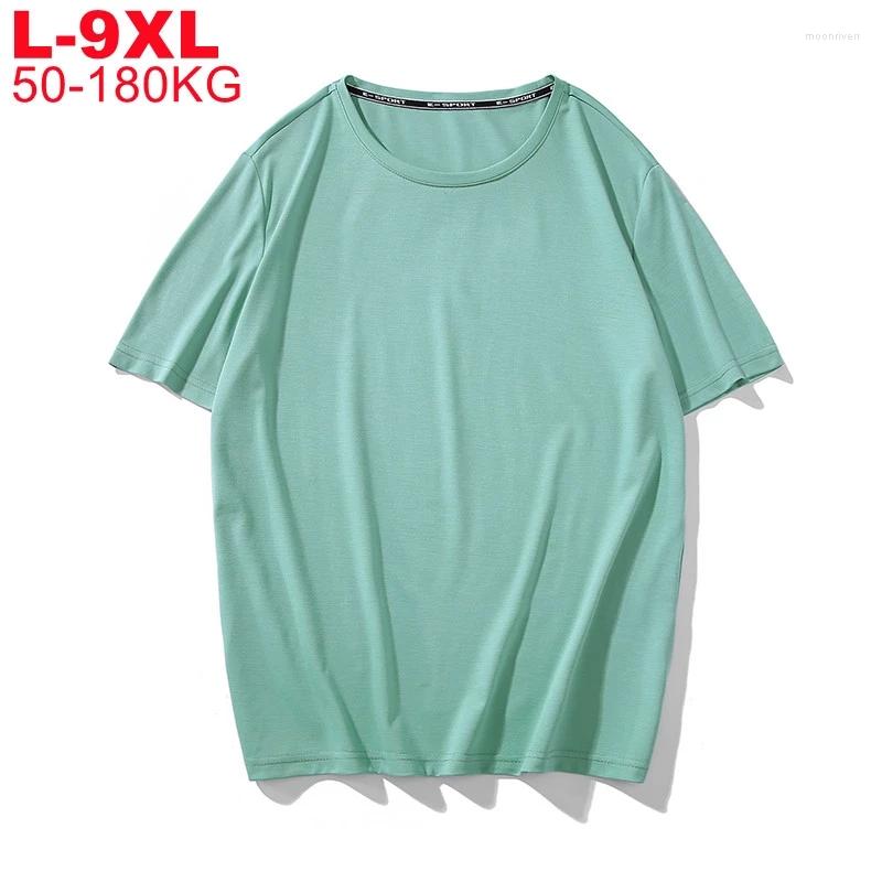 

Men's T Shirts Big Size 7xl 8xl 9xl 158cm 180kg Men's Summer Silk T-shirt Casual Short Sleeve O-neck Shirt Men Comfortable Solid Tops, T005 green