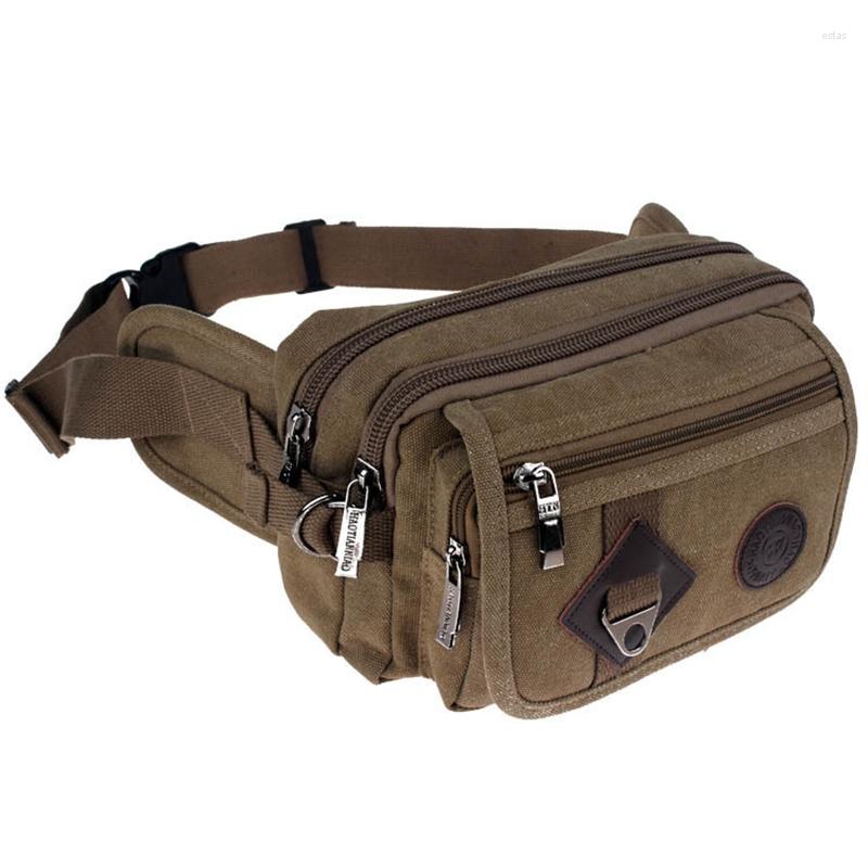 

Waist Bags High Quality 2022 Fashion Casual Canvas Messenger Packs Purse Men Portable Vintage Travel Belt Wallets, Black