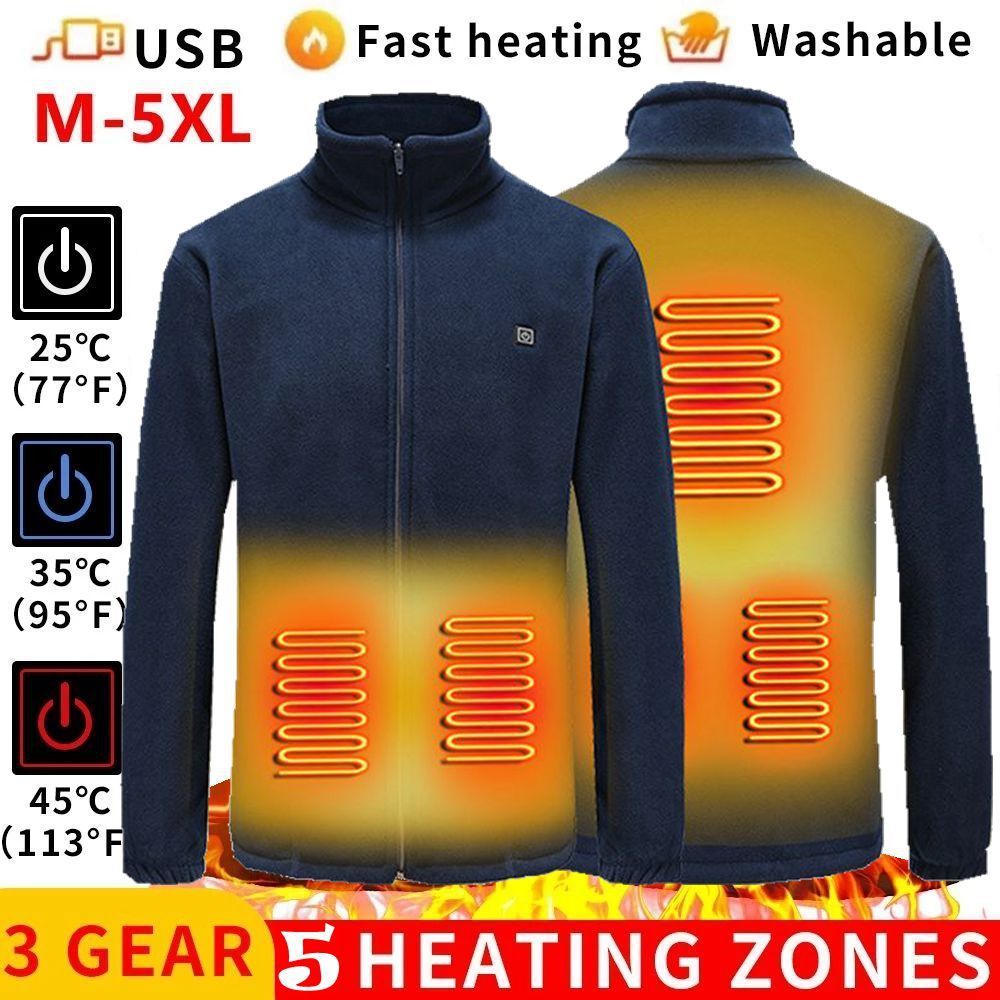 

Men's Sweaters Men USB Heated fleece jacket Winter Warm Jackets Heating Padded Smart Thermostat Pure Color Clothing 221010, Vest blue