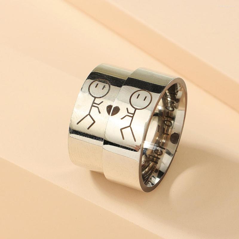 

Cluster Rings 1 Pair Creative Couple Heart Letter His Always Her Forever Stainless Steel Fashion Unisex Jewelry