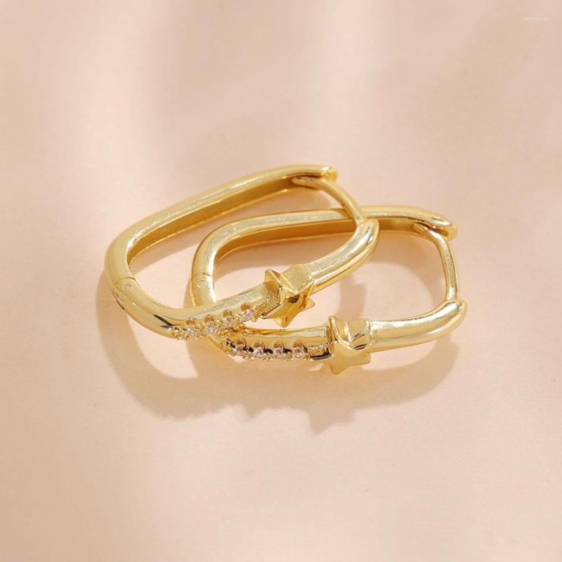 

Hoop Earrings 925 Sterling Silver Classic Lock Star For Women Simple Fashion Fine Ear Buckle Jewelry 2022 Gifts