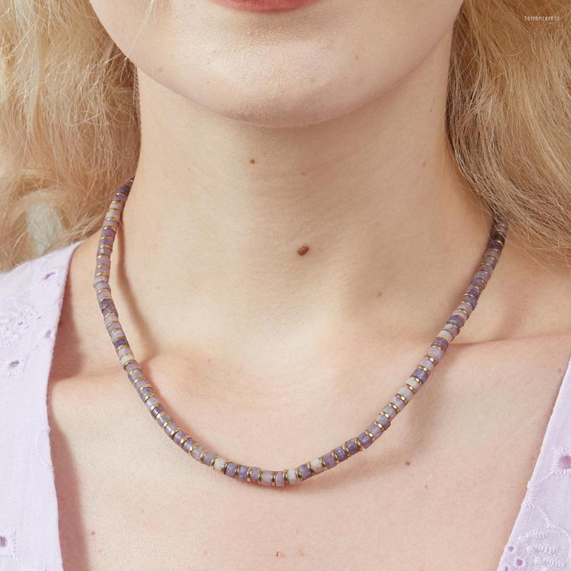 

Choker Simple Boho Color Beads Necklace Stone Necklaces Handmade Women Fashion Jewelry Collar Men Gift