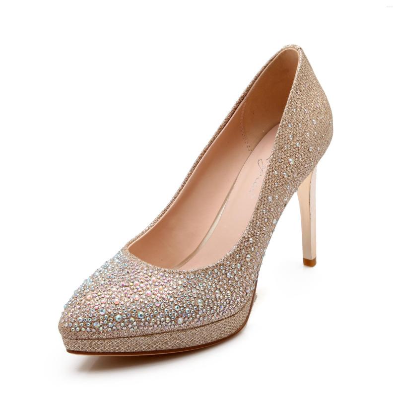

Dress Shoes Age Season In 2022 Product With Pointed Fashion Sexy Stilettos Ultra-high Water To Shallow Mouth Bride 18430, Gold