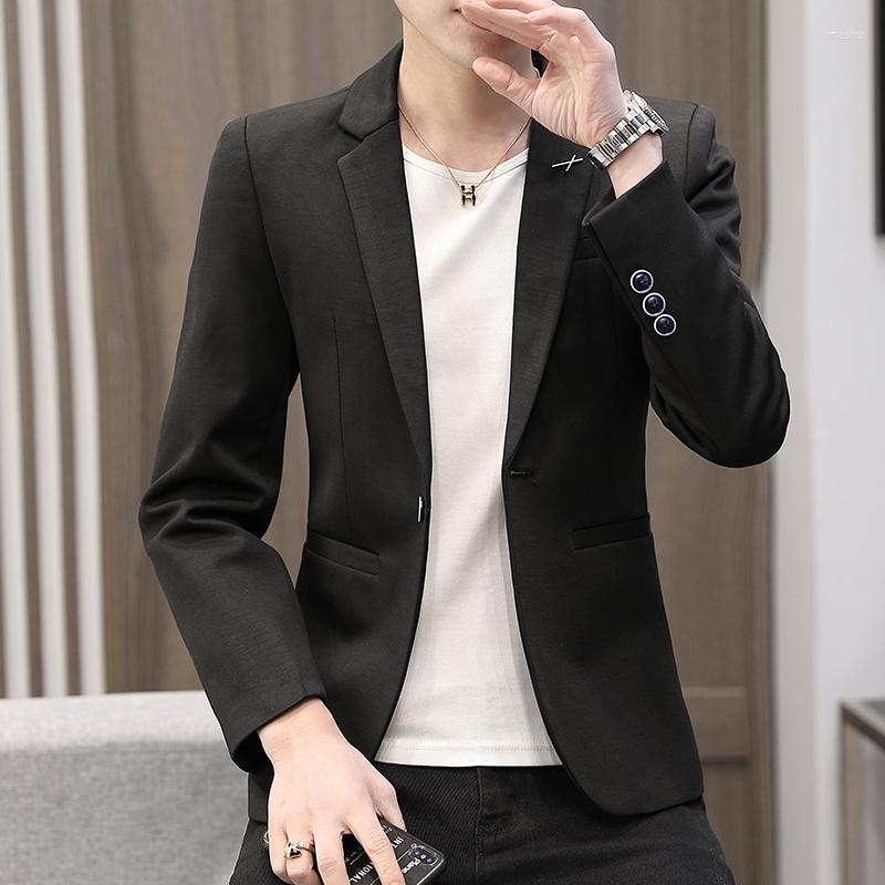 

Men's Suits 2022Spring And Autumn Leisure Suit Men Korean Version Slim Jacket Young Handsome Fashion Men's Small, Black