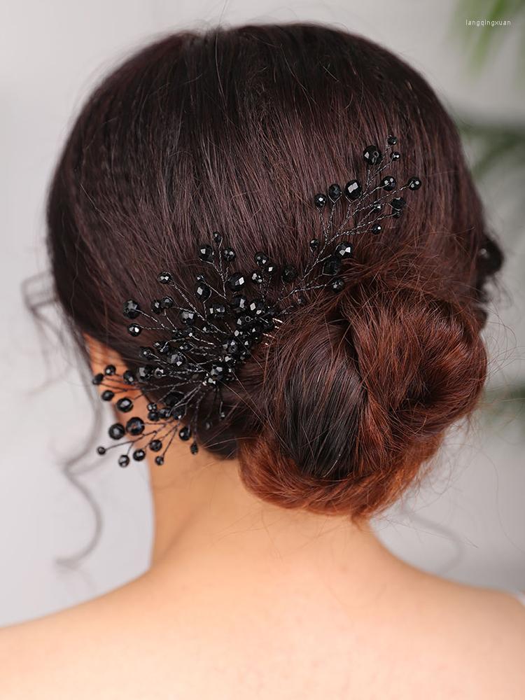 

Headpieces Vintage Wedding Hair Comb Black Crystal Handmade Chic Headwear For Women Bridal Accessories Headdress