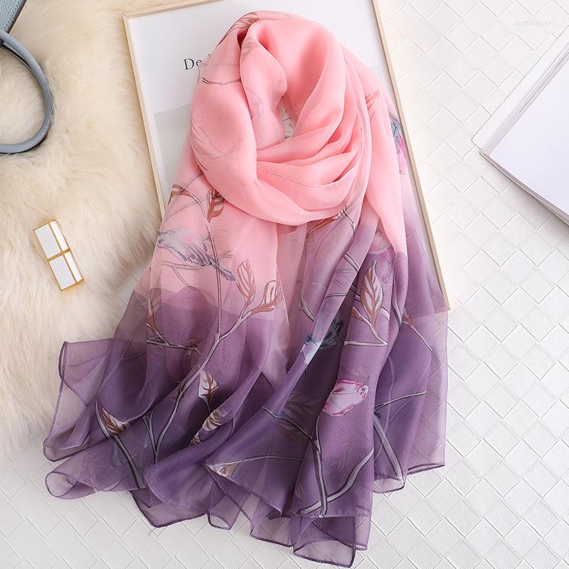 

Scarves Fashion 2022 Women Scarf Silk Feeling Shawls For Lady Pashmina Beach Stoles Hijab Gradual Wraps