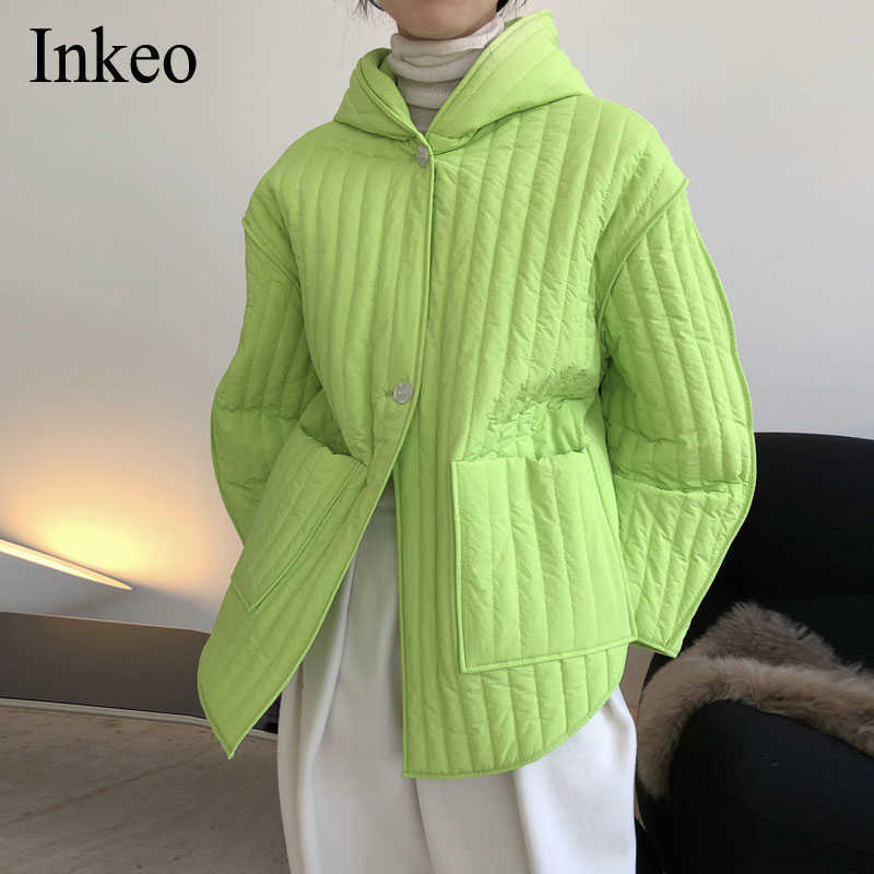 

Women's Down Parkas High street Warm quilted Puffer coat Women Winter Fashion Fluorescent green Female Oversized Padded Jacket Outwear INKEO 9O121 T221011