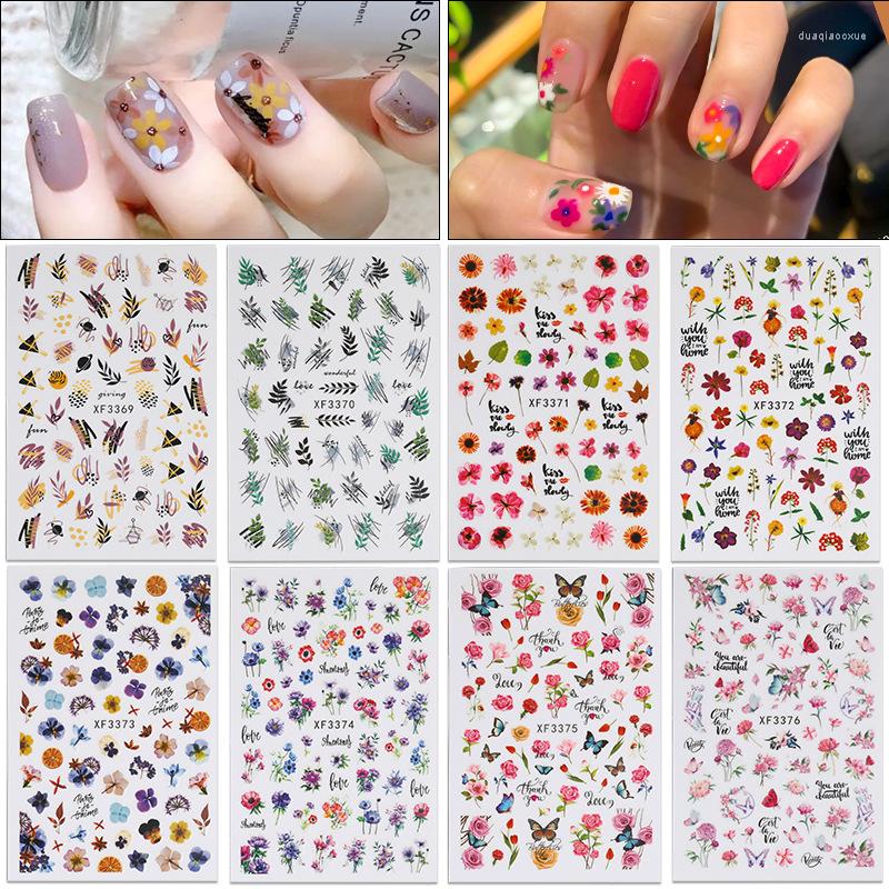 

Nail Stickers 1Pc Spring Sticker Flower Leaf Tree Green Simple Summer DIY Slider For Manicuring Art Design, Xf3371