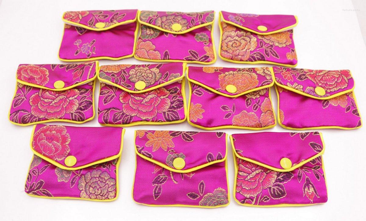 

Jewelry Pouches Beauty 12 Pcs Pink Flower Baldachin Cloth Gift Bags 65mmx80mm