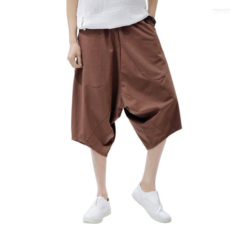

Men's Pants Men's Wild Crotch Harem 2022 Summer Cotton Casual Baggy Wide-legged Drawstring Bloomers 5XL Loose Cropped Trousers Men1, Wine red