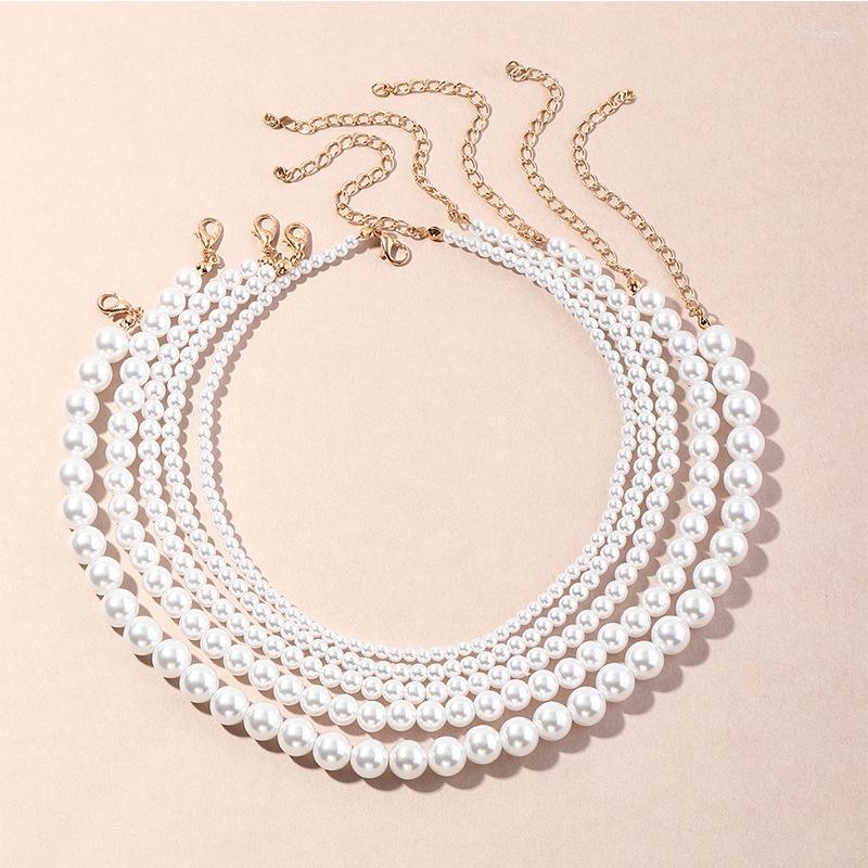

Choker Simple Necklace For Women With Elegant Round Imitation Pearl Temperament Jewelry Wholesale
