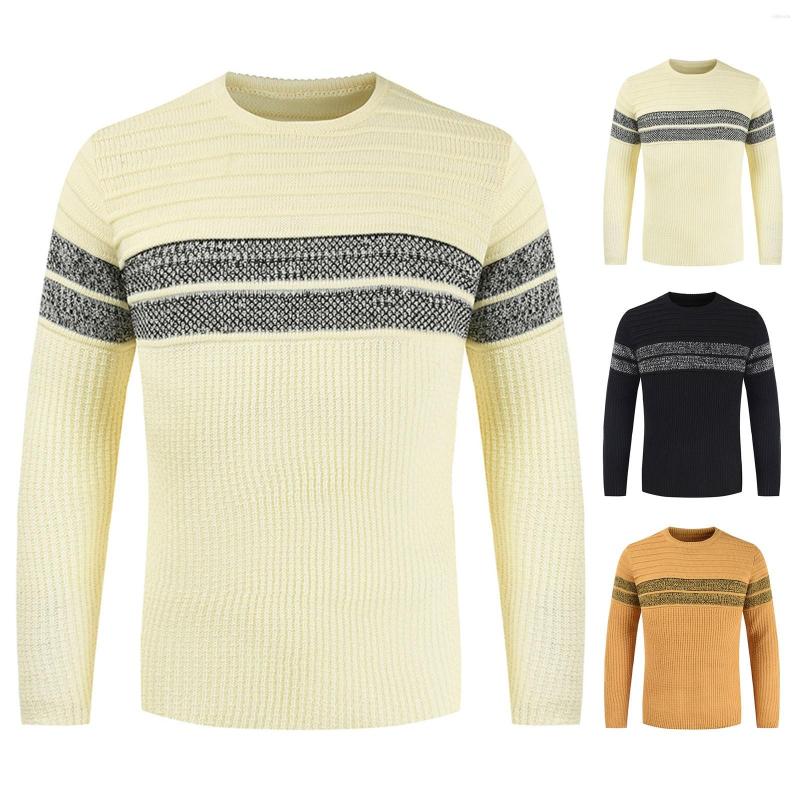 

Men' Sweaters Men' Color Block Warm Sweater Top Round Neck Pullover Casual Fashion All- Knitted, Black