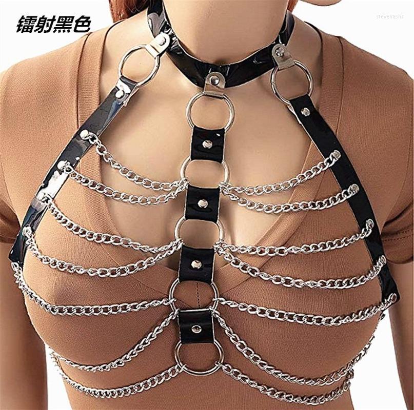 

Belts European And American Original Punk. Laser Colorful Personality Intere Sexy Bondage Waist Chain Wild Belt Jewelry, Black