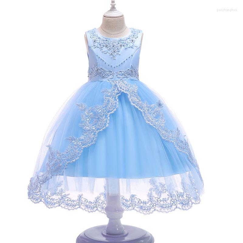 

Girl Dresses Lace Blue Girls Pageant First Communion Wedding Party Dress Tailed Kids Evening Vestidos, Color 1