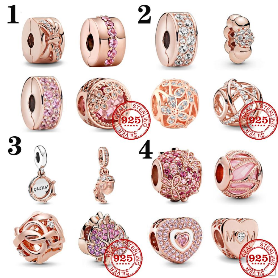 

925 Sterling Silver Dangle Charm Women Beads High Quality Jewelry Gift Wholesale New Rose Gold Openwork Woven Infinity Bead Fit Pandora Bracelet DIY 12477556