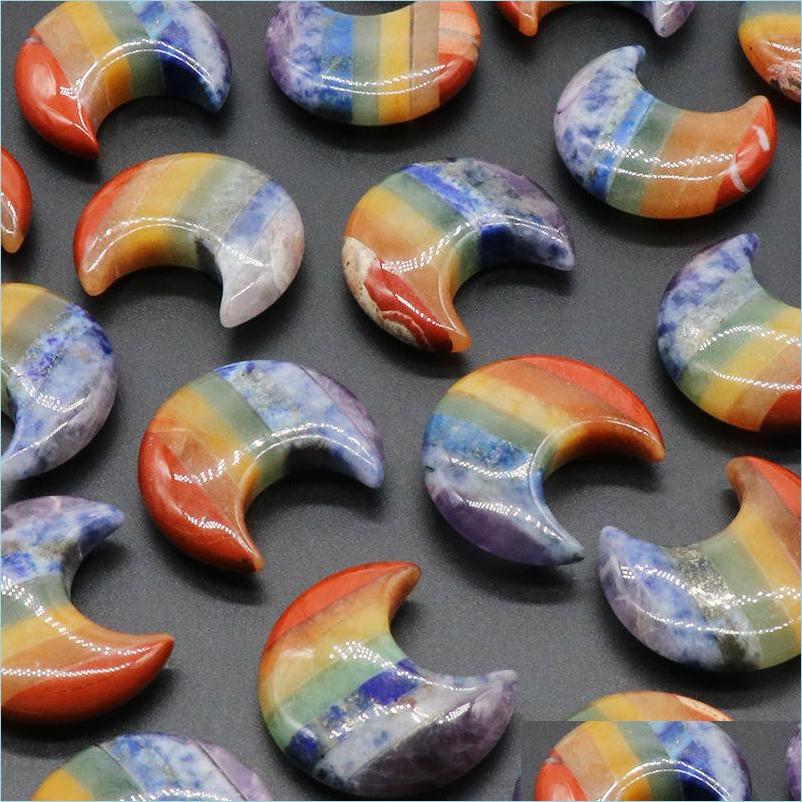 

Stone 30Mm Rainbow 7 Chakra Stone Carving Crescent Moon Shape Crystal Healing Meditation Decoration Ornaments Crafts Gift Drop Delive Dh4Nz