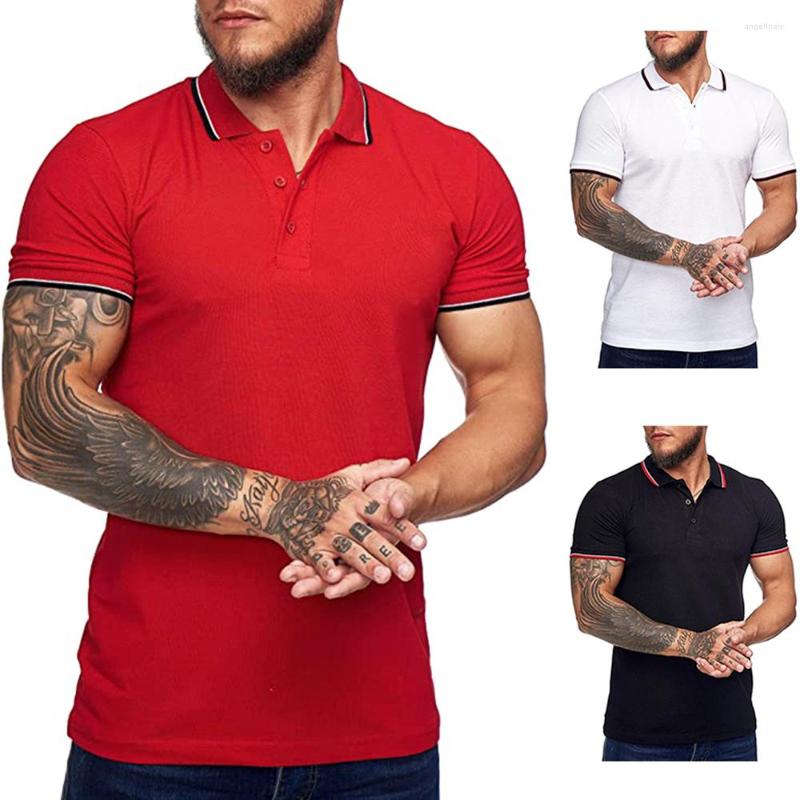 

Men' Polos ZOGAA Fashion Men POLO Shirt 2022 Summer T-shirt Cuff Color-blocking Short Sleeve Tops --2XL, Black
