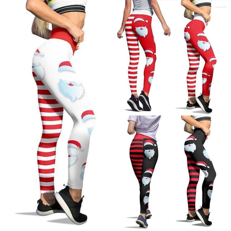 

Women's Leggings 2022 Happy Christmas High Waist Elasticity Printed Cartoon Santa Cute Women Joy Sexy GYM Pants Xmas
