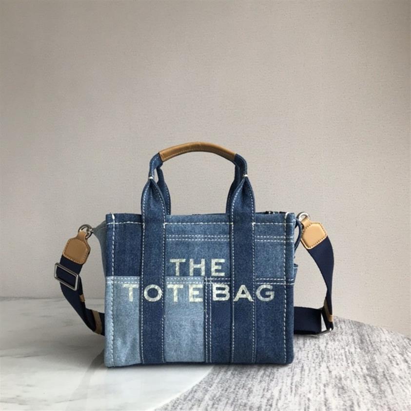 

Fashion Denim Tote Bag Large Canvas with Leather Handle Shoulder Bags with Logo340m, Mini