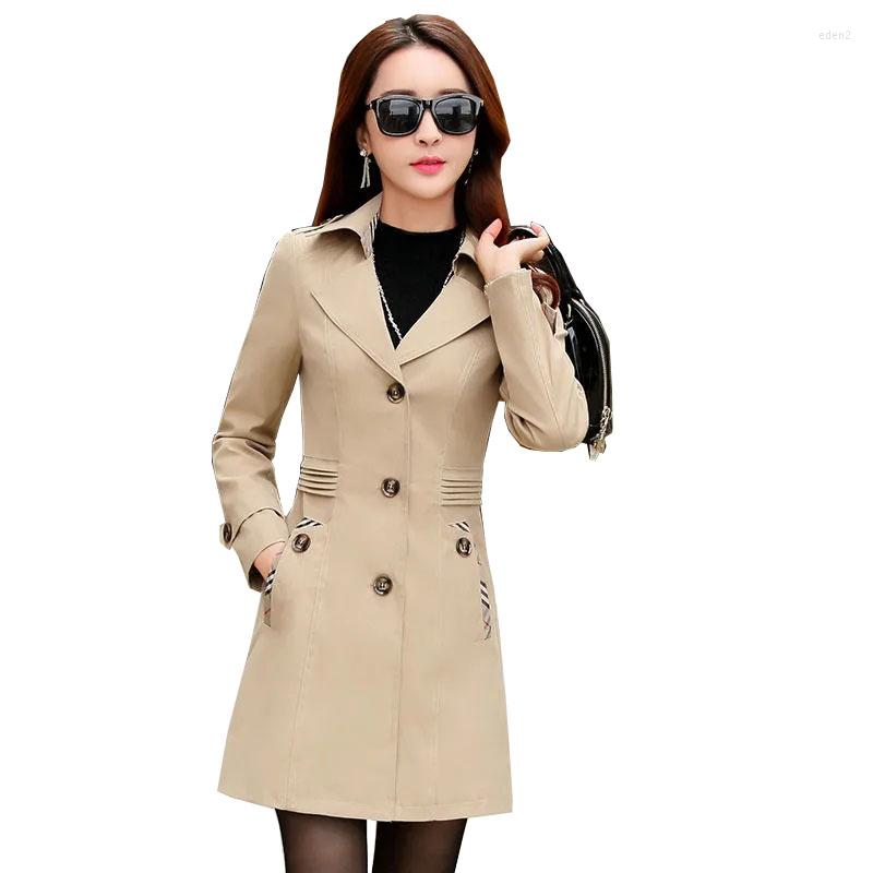 

Women's Trench Coats 2022 Women's Windbreaker Spring Autumn Mid-length Coat With Lining Female Slim Casual Outwear Khaki Lake Blue Pink