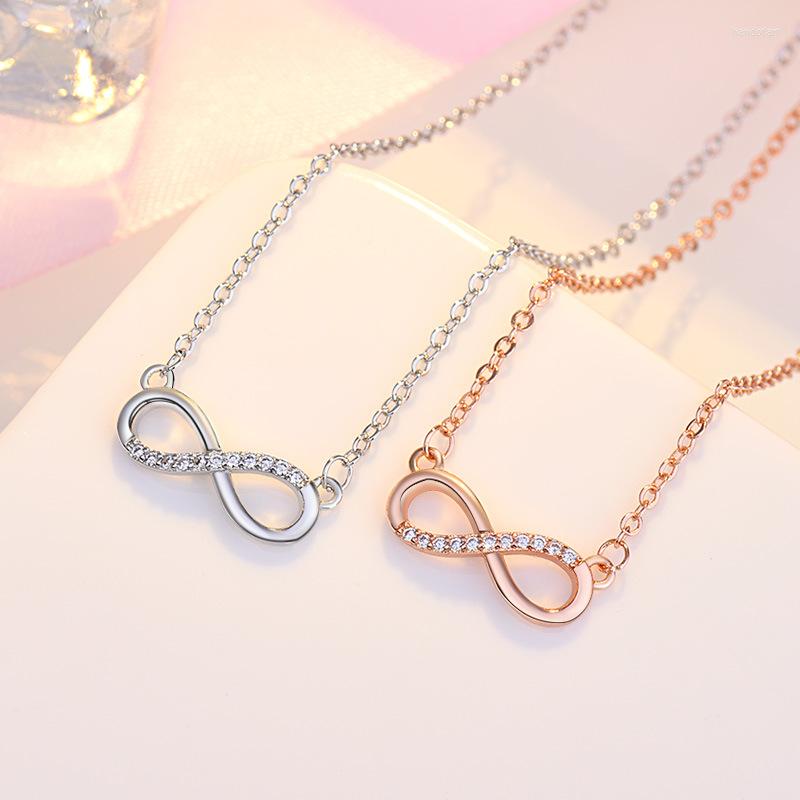 

Pendant Necklaces Fashion Zircon Infinity Necklace For Women Gift Silver Color Clavicle Chain Lady Party Collares Jewelry On The Neck A178