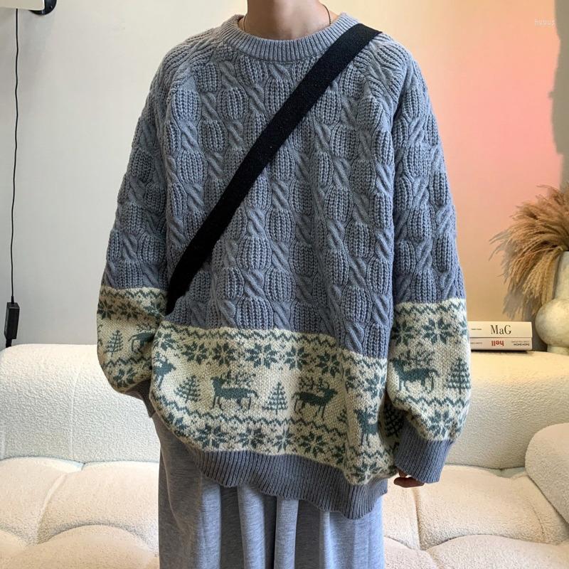 

Men's Sweaters Winter Printed Sweater Men Warm Fashion Casual Knitted Pullover Korean Loose Long Sleeve Mens Jumper Clothes -2XL, Black