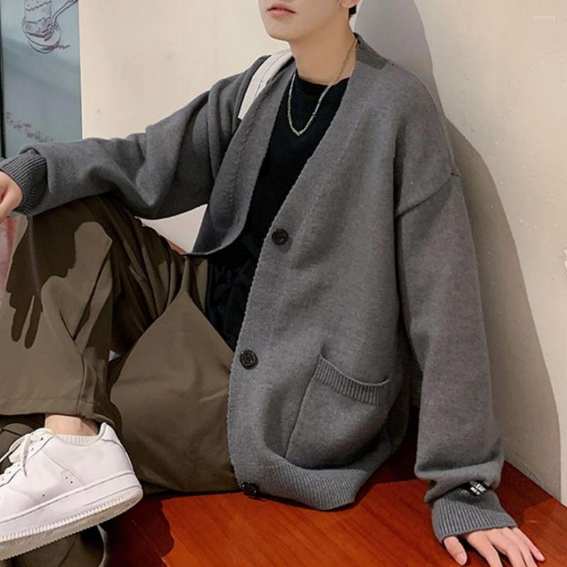 

Men's Sweaters Chic Sweater Long Sleeves Solid Color Anti-shrink Casual Autumn Coat Winter, Grey