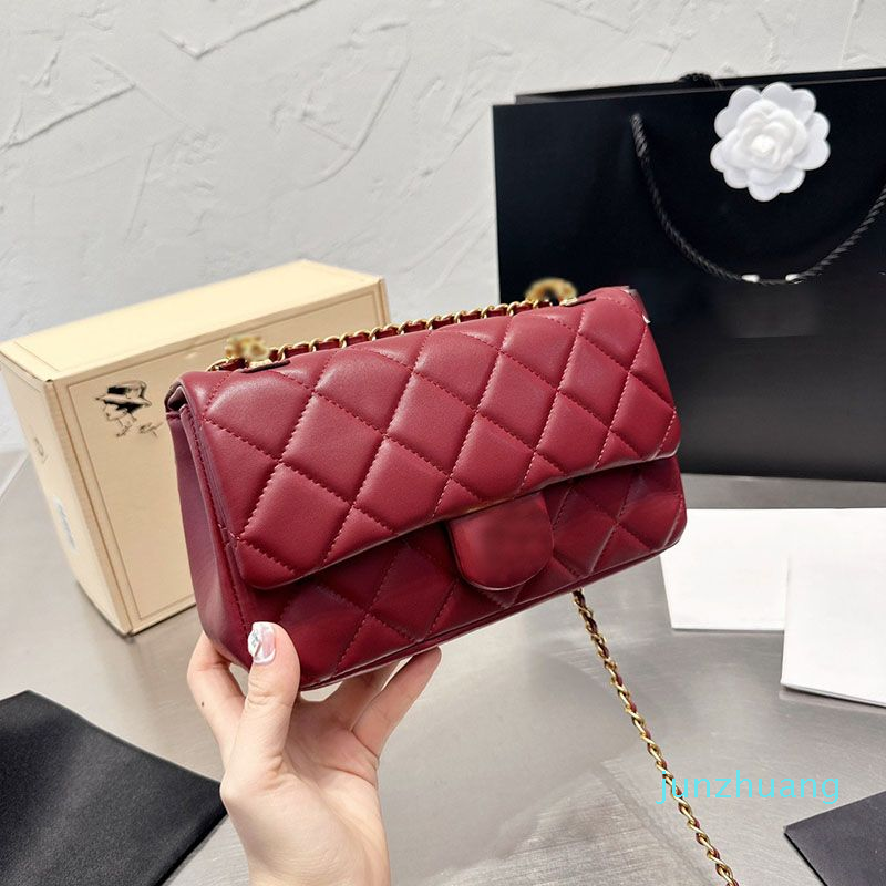 

2022 Women Mini Classic Flap Shoulder Bag Diamond Lattice Leather Quilted Retro Designer Crossbody Handbags Luxury Shopping Clutch Coin Purse Card Holder, Red