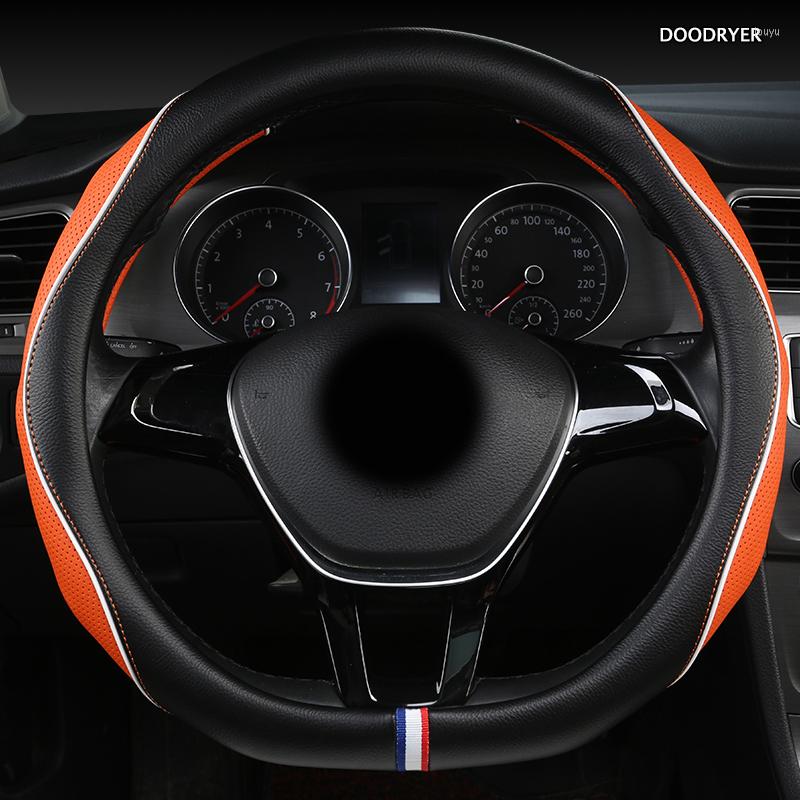 

Steering Wheel Covers DOODRYER Leather Car Cover For Renaults Duster Megane 2 3 Koleos Logan Sandero Scenic