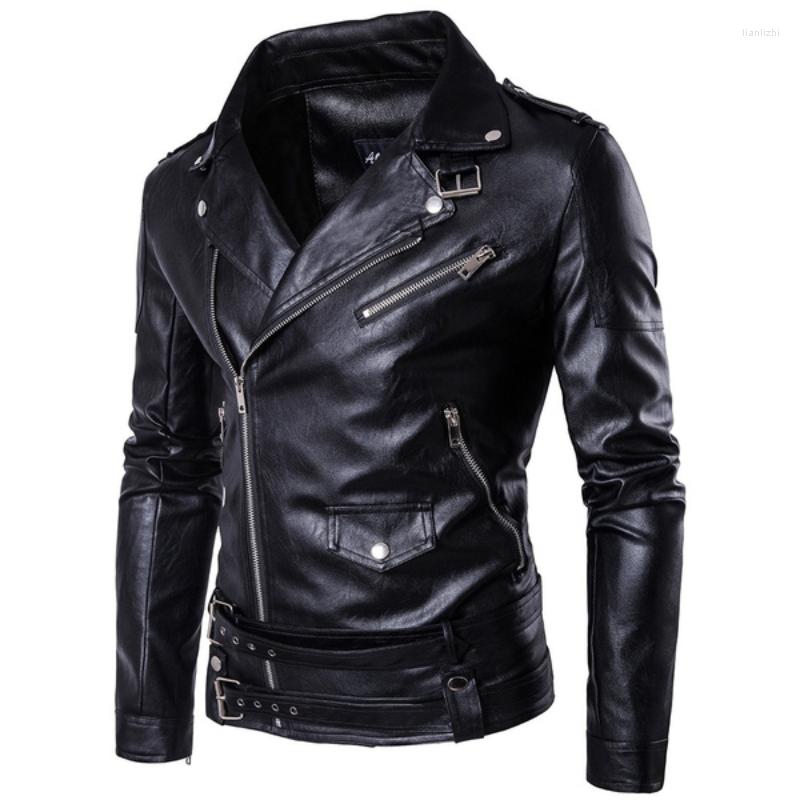 

Men's Wool Fashion Boutique Punk Men PU Leather Jacket Motorcycle Slim Fit Coat, Black