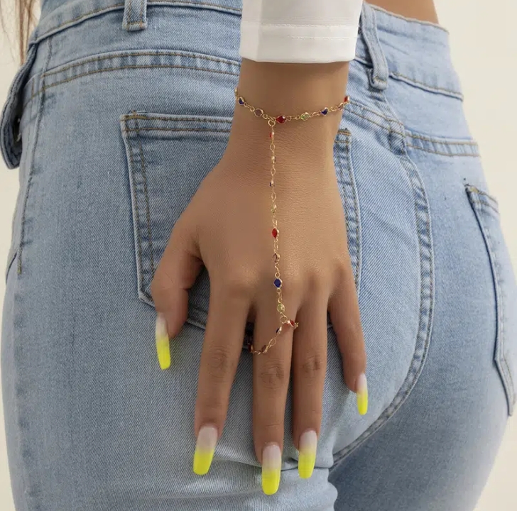

Fashionable Chain Applicable to various occasions 1pc Elegant Fashion Multicolor Crystal Embellished Women's Link Bracelet