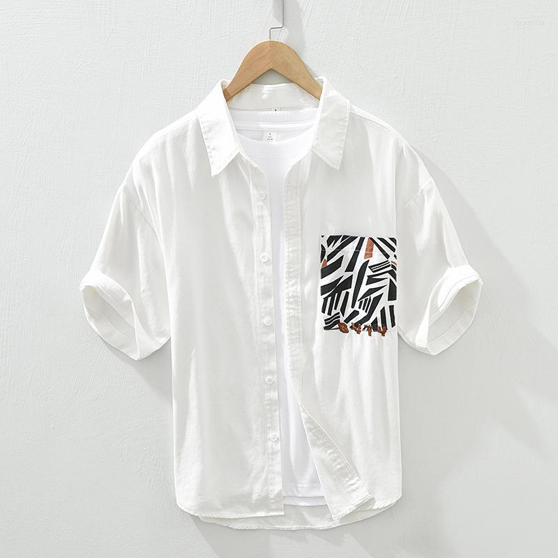 

Men's Casual Shirts Men's Abstract Printed Short Sleeved Shirt Youth Personality Collage Loose TOP, Black