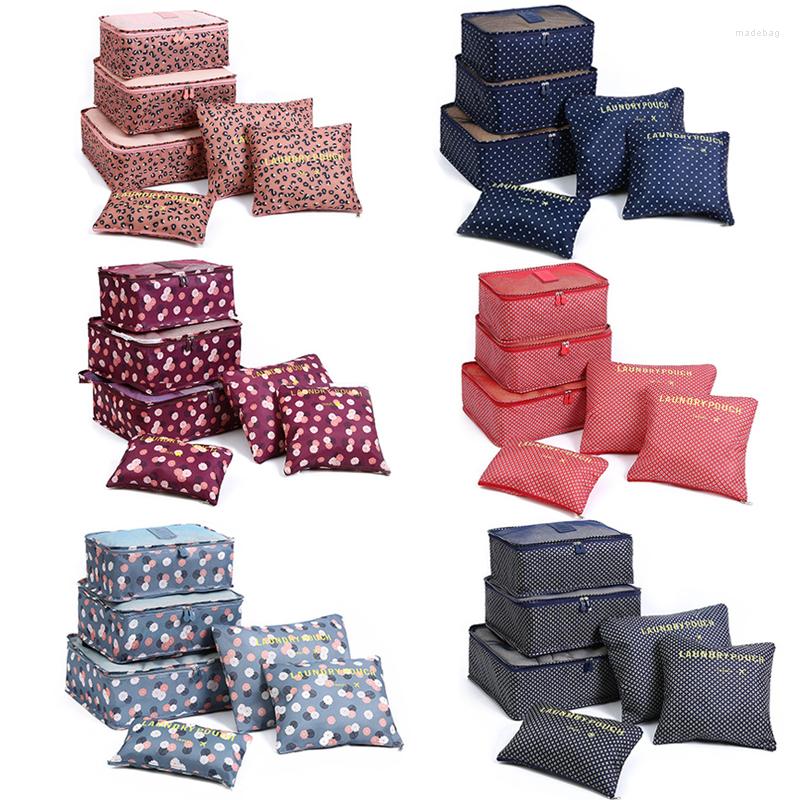 

Storage Bags 6 PCS Travel Bag Set For Clothes Tidy Organizer Wardrobe Suitcase Pouch Case Shoes Packing Cube