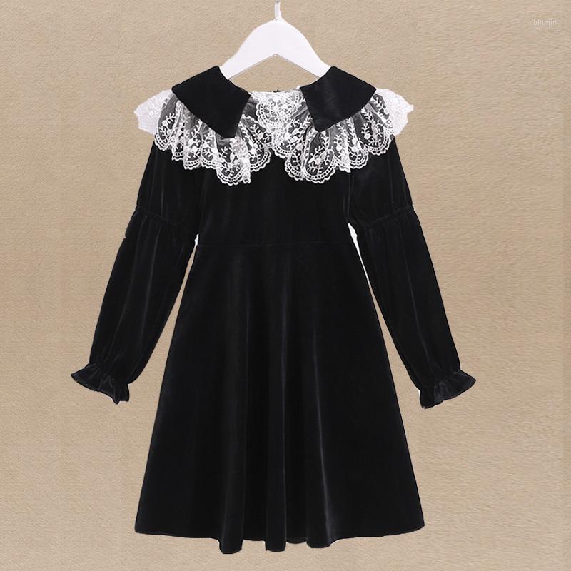 

Girl Dresses Elegant For Girls Kids Clothes Teenagers Lace Velvet Dress Costume Preppy Children Vestidos 6 8 11 12 Years, Red