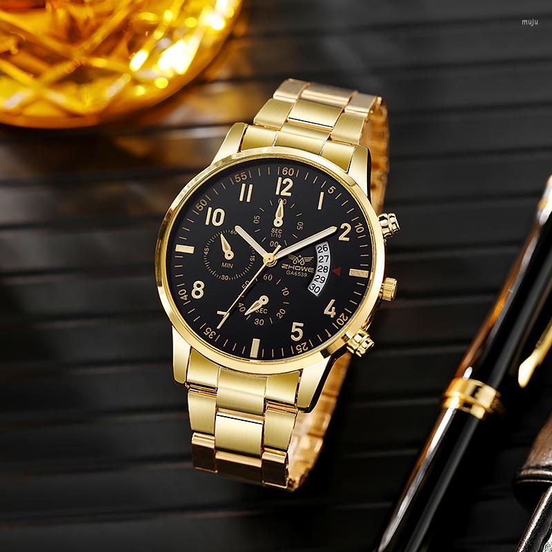

Wristwatches Men's Luxury Business Watches Stainless Steel Quartz Wrist Watch Relogio Masculino Montre Luxe Homme Saat Erkek Kol Saati, Sliver white