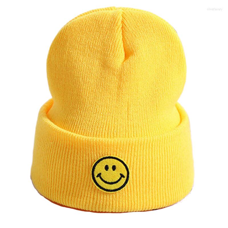 

Berets 2-5yrs Kids Winter Hats Cute Knitted Beanies For Boys Girls Yellow Pink Black Orange Green