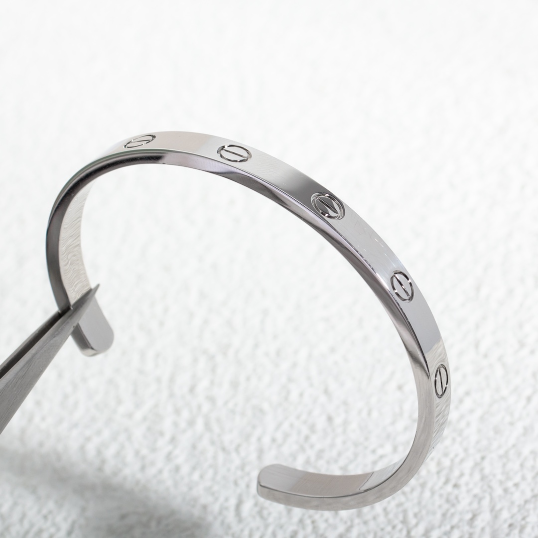 

Open bangle CNC high craft white and gold love for men and women social style