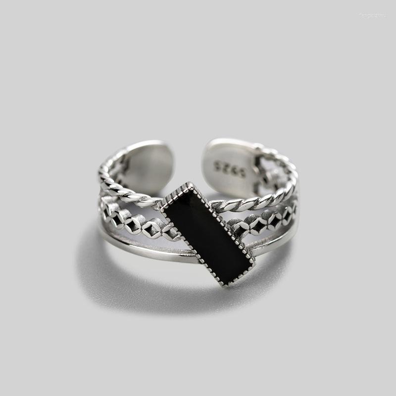 

Wedding Rings Bohemian Vintage Big Black Ring For Women Boho Antique Silver Color Knuckle Jewelry Anillos