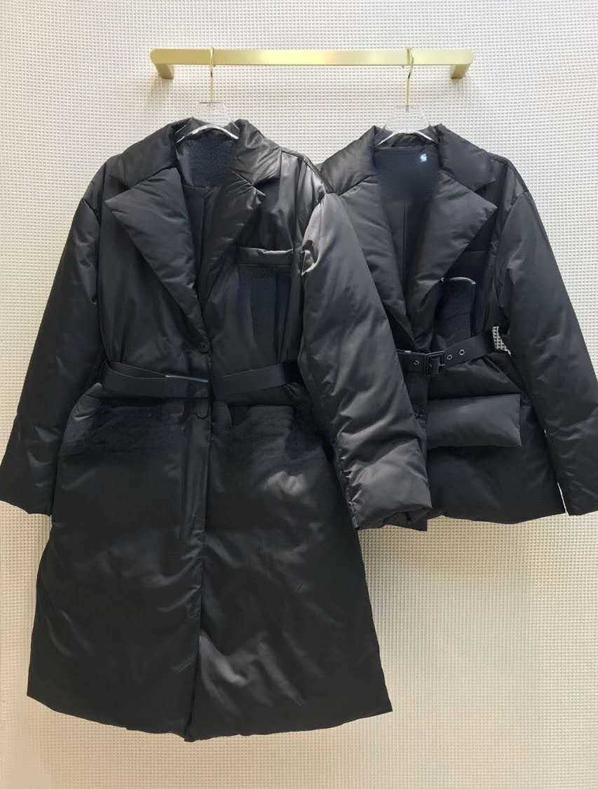 

Brand Women' Down Parkas Home P 22 Autumn and Winter Hot New Triangle Long and Short Cotton Coat Suit Lapel Large Pocket