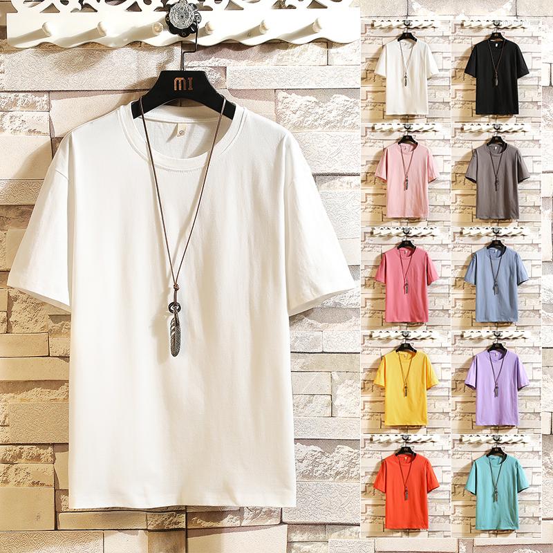 

Men' T Shirts Summer Men Cotton O-Neck 2022 Mens Simple Stretch Solid Casual Tshirt Male Streetwear Hip Hop Tops Tees, Black