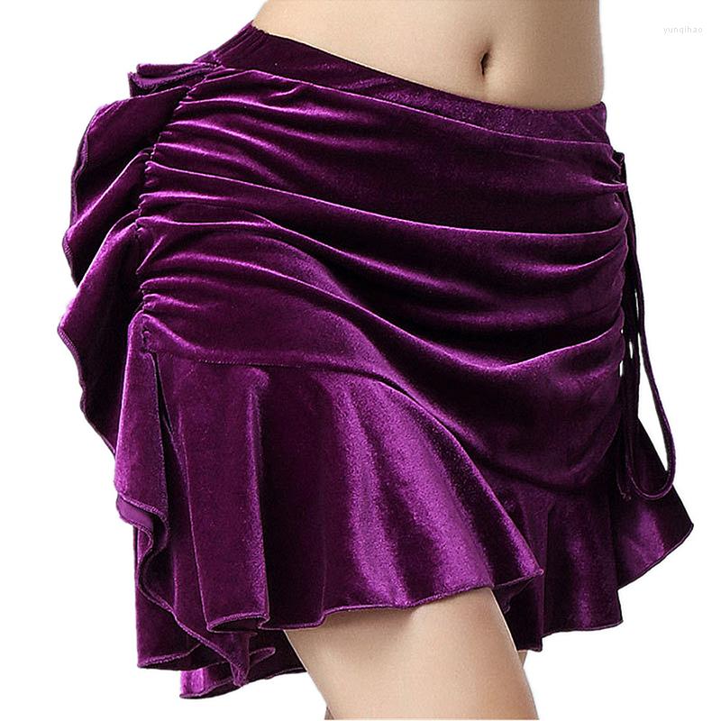 

Stage Wear Women Bellydance Clothes Fishtail Skirts Professional Wrapped Velvet Belly Dance Short, Black